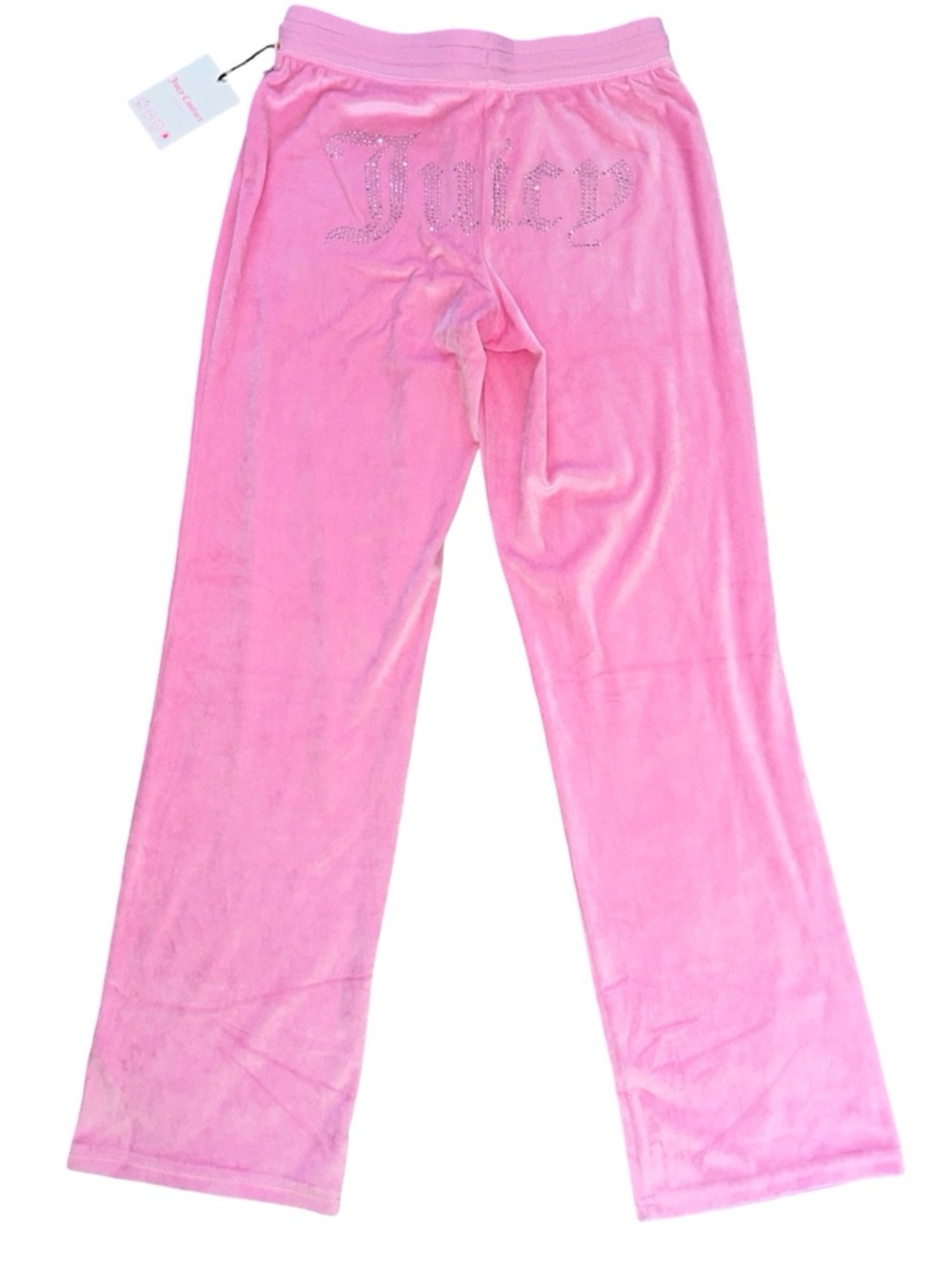 JUICY COUTURE SPORT PINK BLING PINK RHINESTUDS VELOUR SWEATSUIT PANTS NWT SMALL